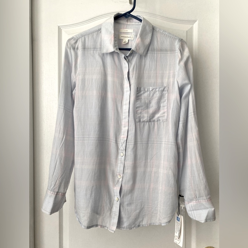 NWT! Treasure & Bond. Button up, long sleeve shirt, soft plaid.